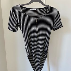Zara striped cotton zipper bodysuit small